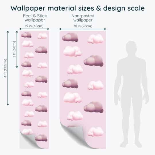 Non-pasted and Peel and stick Pink clouds design and pattern preview
