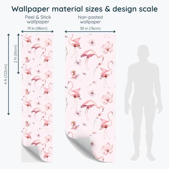 Non-pasted and Peel and stick Pink flamingo design and pattern preview