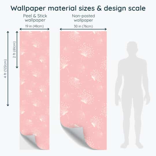 Non-pasted and Peel and stick Pink nursery dandelion design and pattern preview