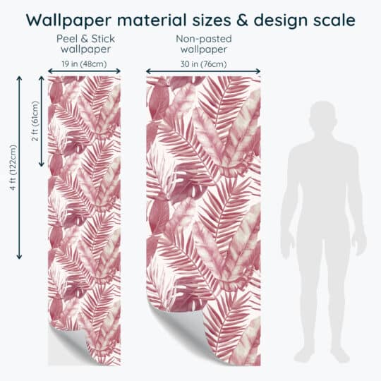 Non-pasted and Peel and stick Pink palm design and pattern preview