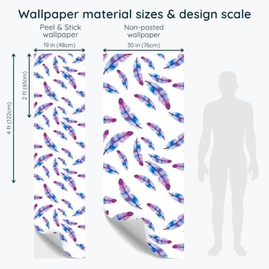 Non-pasted and Peel and stick Purple Feather design and pattern preview