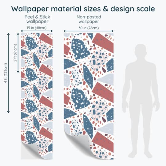 Non-pasted and Peel and stick Red and blue terrazzo design and pattern preview