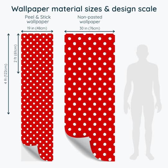 Non-pasted and Peel and stick Red and white polka dots design and pattern preview