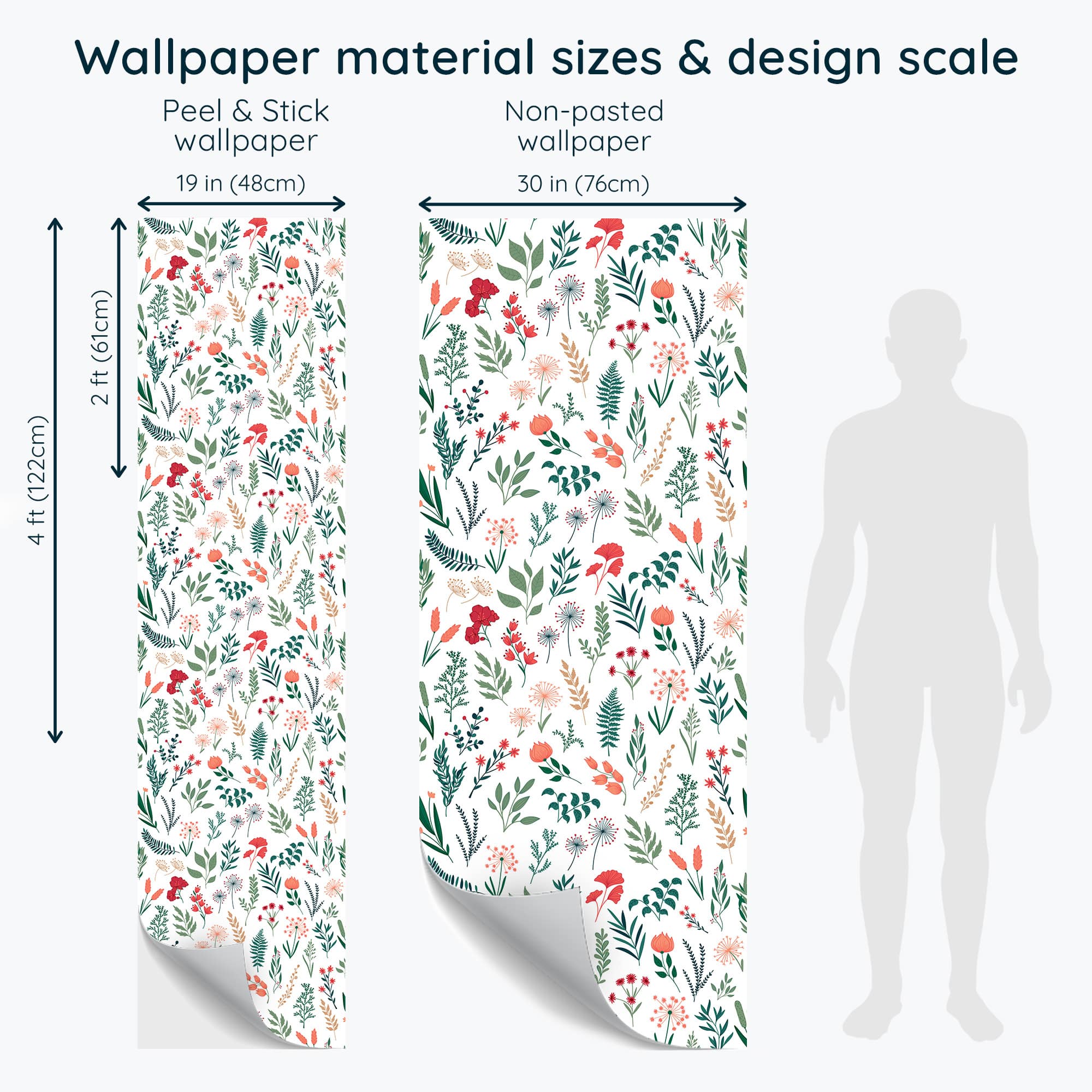 Non-pasted and Peel and stick Seamless scandinavian floral design and pattern preview