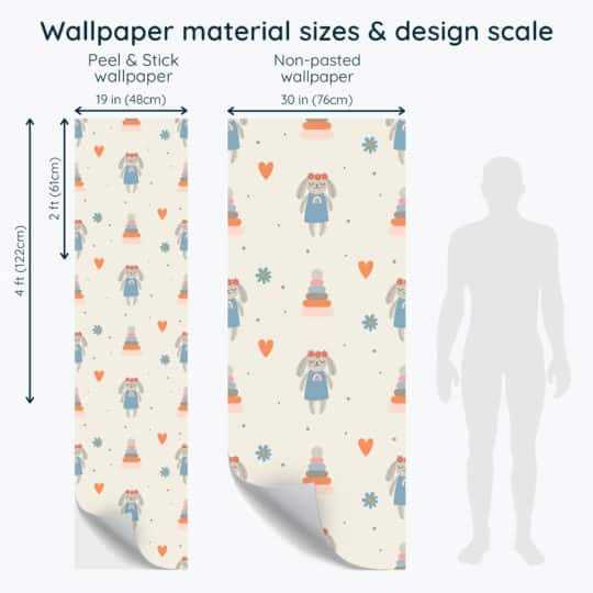 Non-pasted and Peel and stick Vintage bunny design and pattern preview