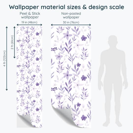 Non-pasted and Peel and stick Violet botanical design and pattern preview