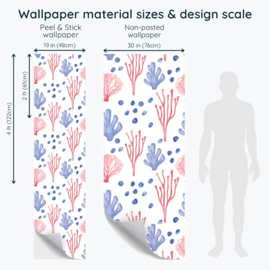 Non-pasted and Peel and stick Watercolor Coral design and pattern preview