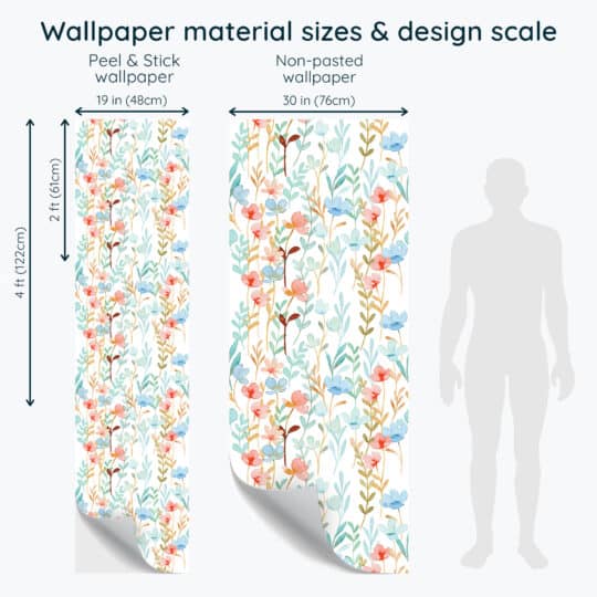 Non-pasted and Peel and stick Watercolor flowers design and pattern preview