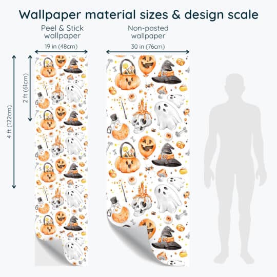 Non-pasted and Peel and stick Watercolor halloween design and pattern preview