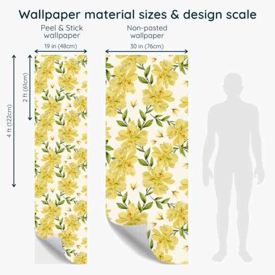 Non-pasted and Peel and stick Yellow floral design and pattern preview