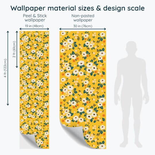Non-pasted and Peel and stick Yellow seamless floral design and pattern preview