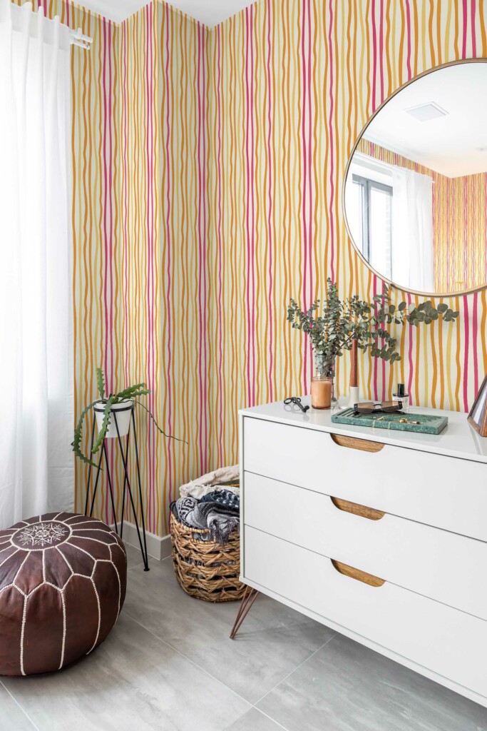 Fancy Walls peel and stick wallpaper with Freehand Retro Lined design