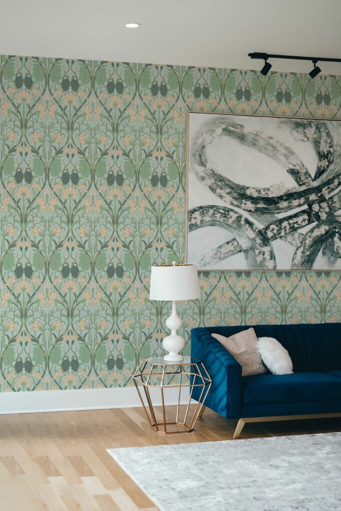 Removable wallpaper featuring Sage Nouveau Whimsy from Fancy Walls