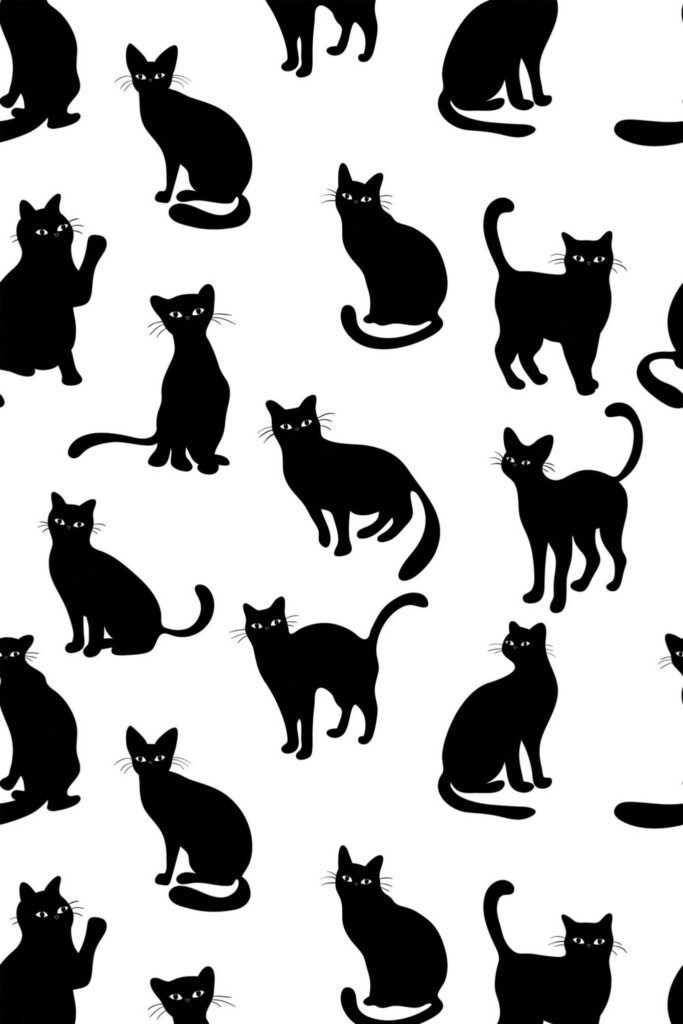 Fancy Walls - Black and White Cat, Peel and Stick Wallpaper