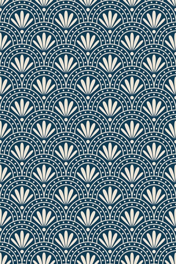 Wallpaper for walls in blue art deco floral pattern from Fancy Walls