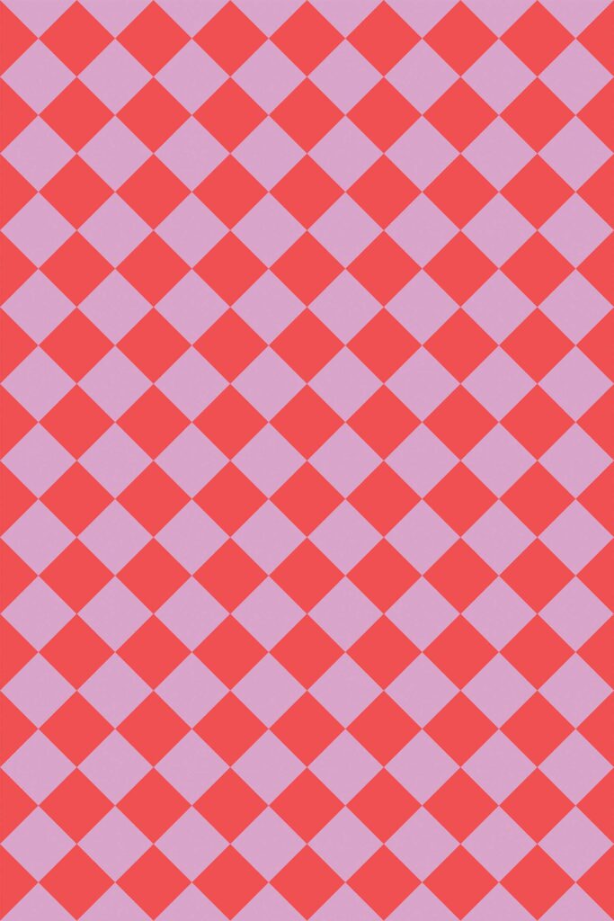 Pink check self-adhesive wallpaper for a vibrant accent wall by Fancy Walls