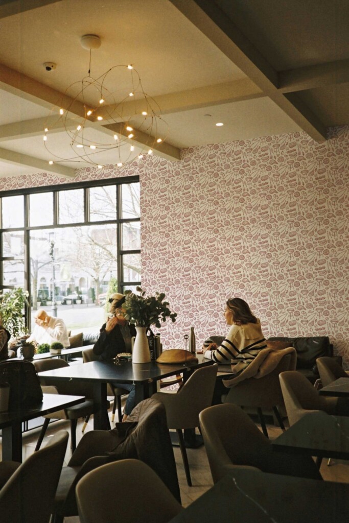 Fancy Walls Burgundy Fun unpasted wallpaper for restaurant decor