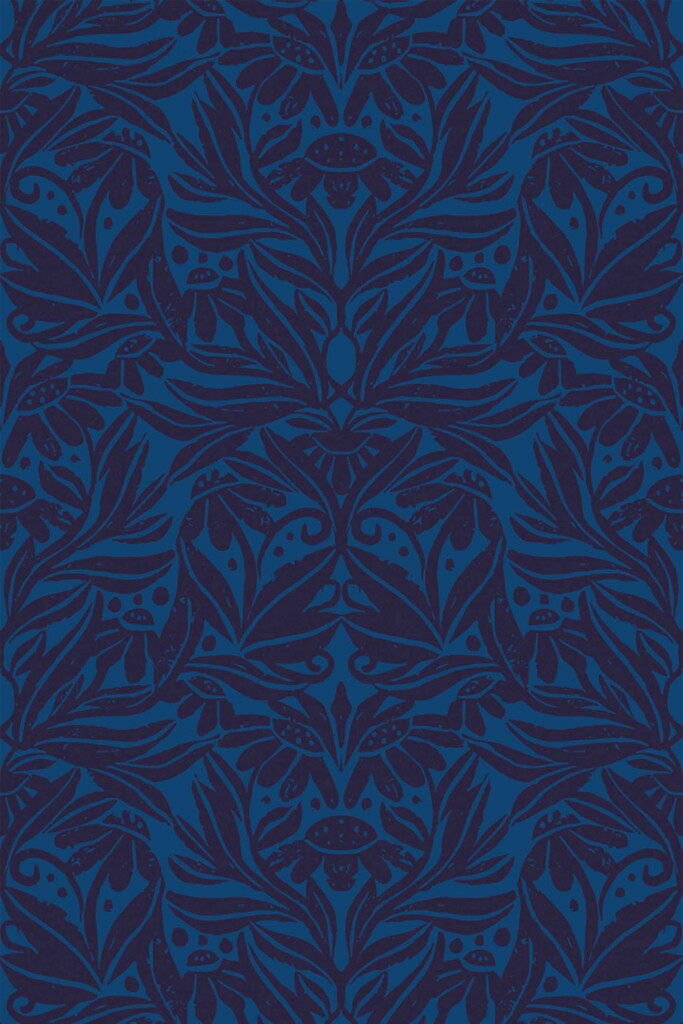 Fancy Walls peel and stick wallpaper with Blue Damask design