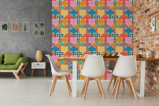 Wallpaper for walls - Colorful Groovy Mushrooms by Fancy Walls