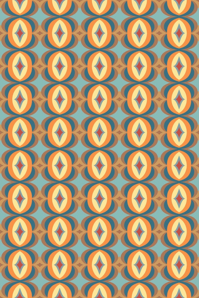 Fancy Walls wallpaper for walls with groovy blue retro design