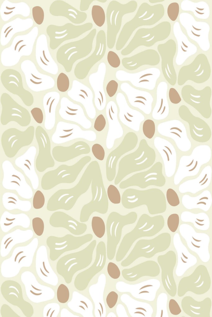 Fancy Walls peel and stick wallpaper with Light Modern Floral Green design