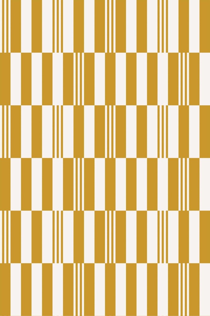 Self-adhesive wallpaper in retro mustard yellow by Fancy Walls