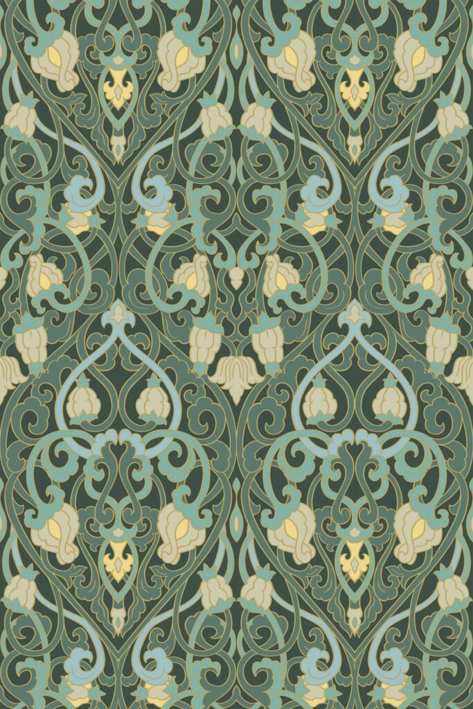 Traditional wallpaper in Artistic Sage Enchantment theme from Fancy Walls