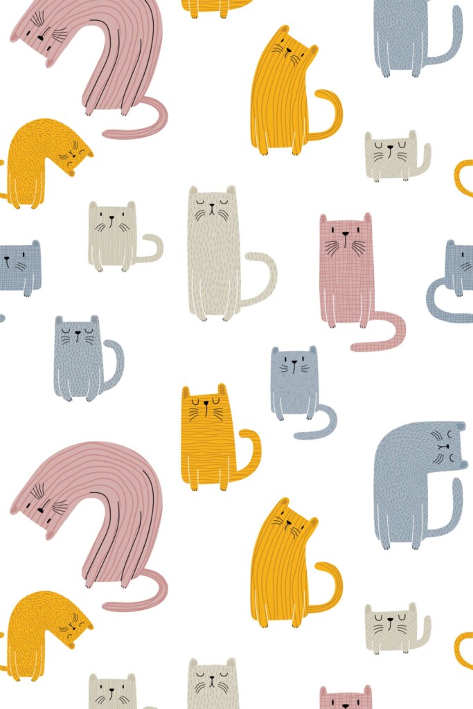 Removable Wallpaper Featuring Quirky Cats by Fancy Walls