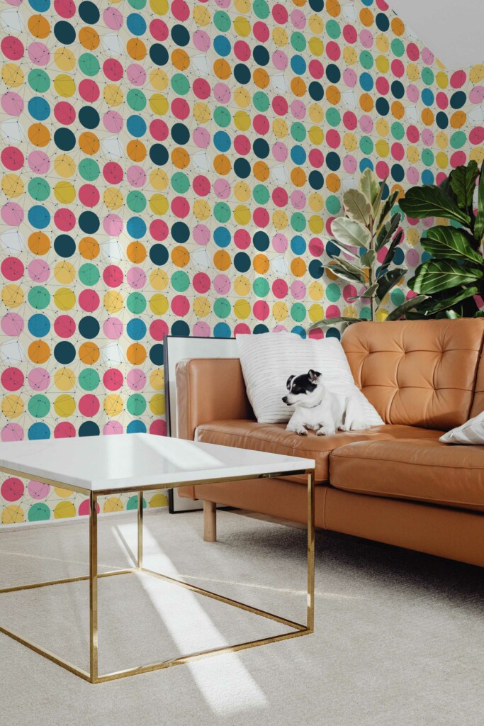Fancy Walls peel and stick wallpaper with Circles and Zodiac Lines Colorful design