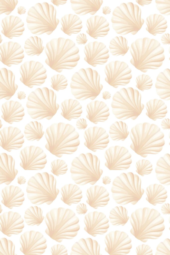 Fancy Walls peel and stick wallpaper with Gentle Seashells in beige.