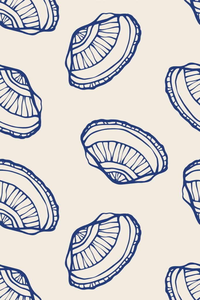 Blue coastal seashells unpasted wallpaper from Fancy Walls