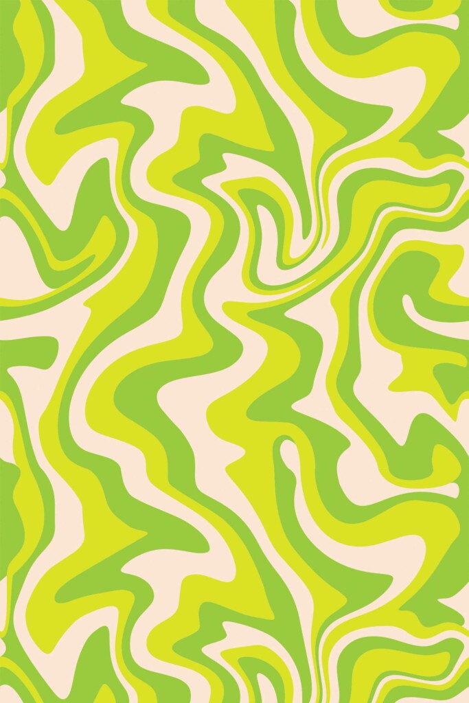 Chartreuse funky groove green self-adhesive wallpaper by Fancy Walls