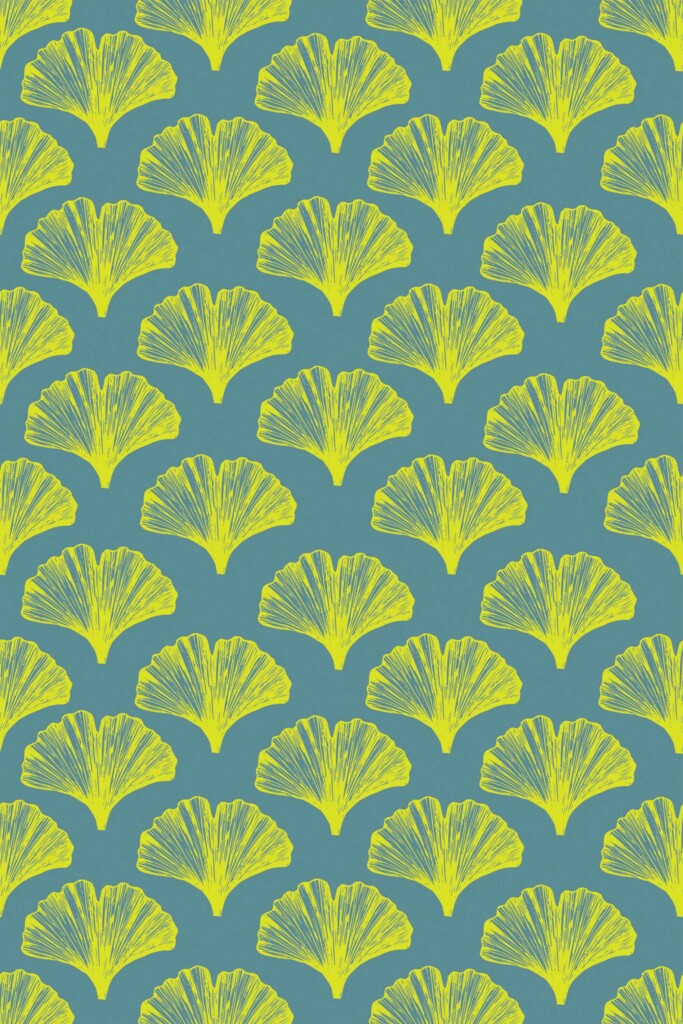Unpasted Chartreuse ginco leaves wallpaper in green by Fancy Walls