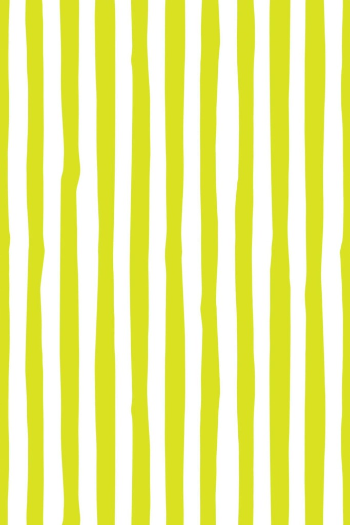 Fancy Walls peel and stick wallpaper featuring Chartreuse handdrawn stripes