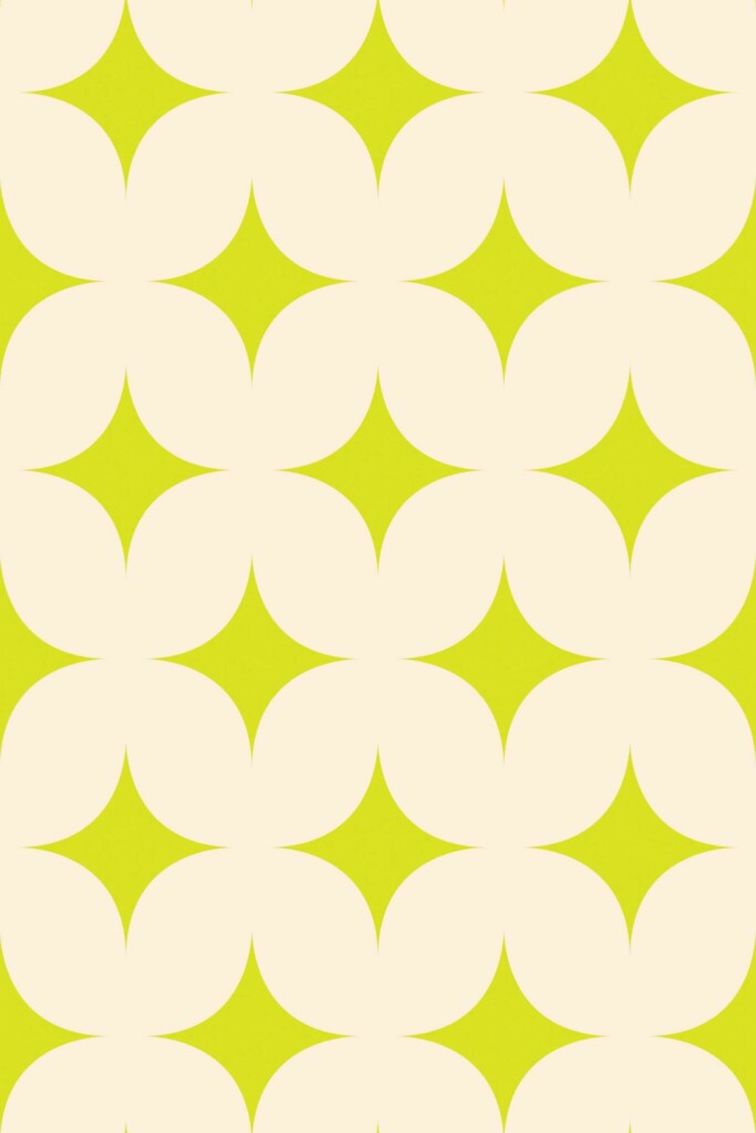 Fancy Walls peel and stick wallpaper featuring Chartreuse stars on beige