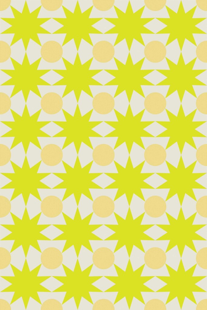 Traditional wallpaper in Eclectic chartreuse geometric stars pattern by Fancy Walls