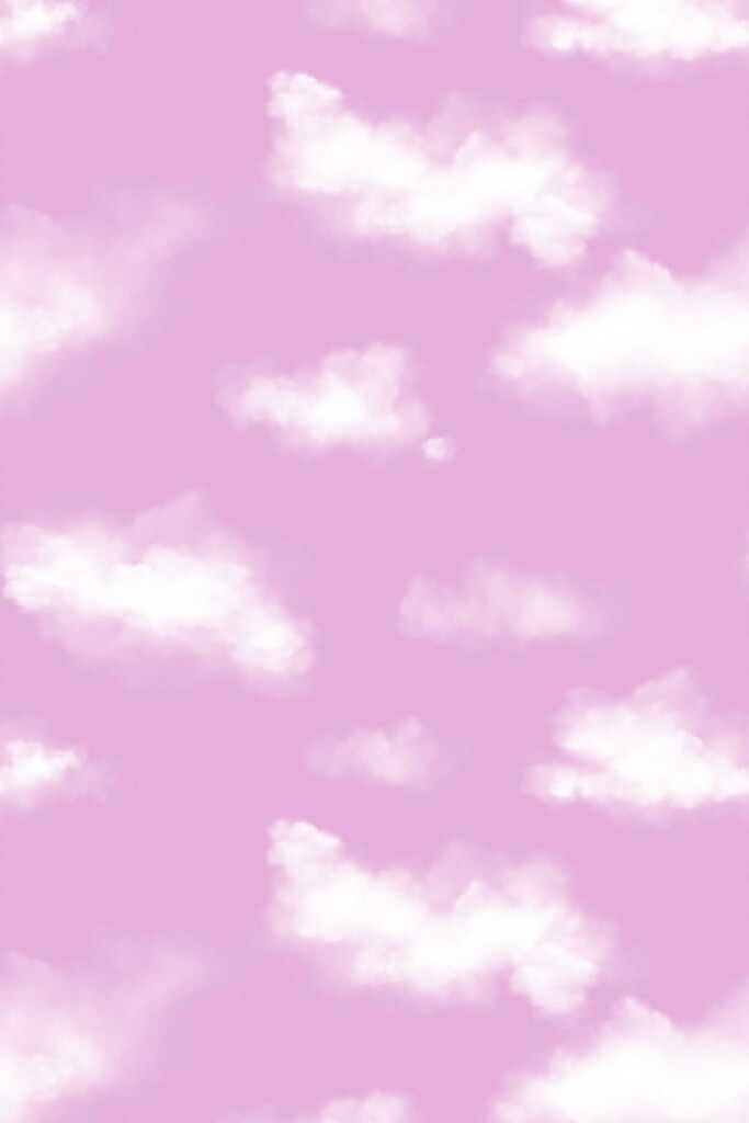 Traditional wallpaper with fluffy clouds in pink from Fancy Walls