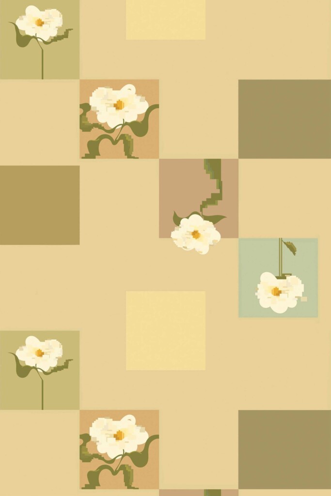 Fancy Walls wallpaper for walls with abstract pixel floral design