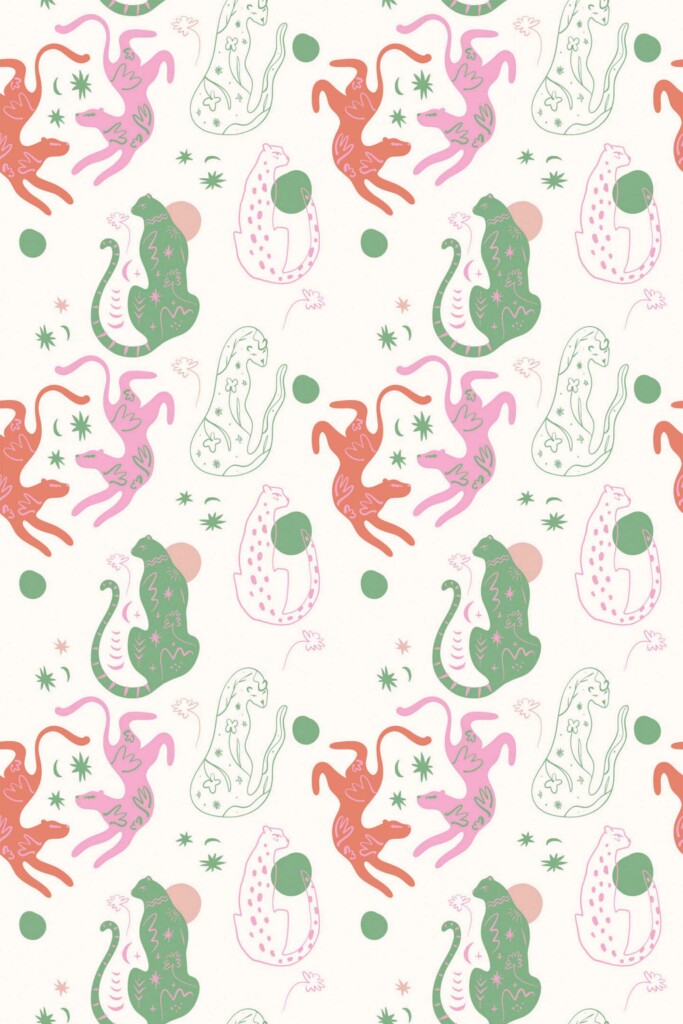 Traditional wallpaper in Playful Pink Leopard theme from Fancy Walls