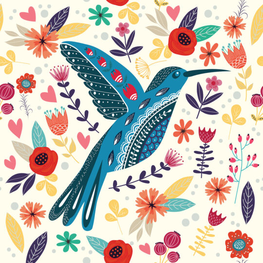 Colorful Scandinavian Aviary self-adhesive wallpaper by Fancy Walls