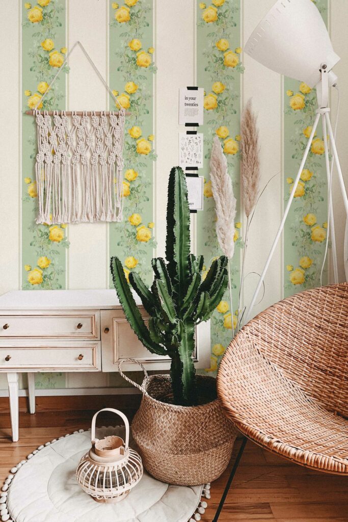 Beige Blooms peel and stick wallpaper by Fancy Walls