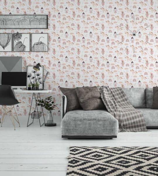 nursery pink and white traditional wallpaper