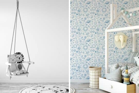 blue and white stick and peel wallpaper