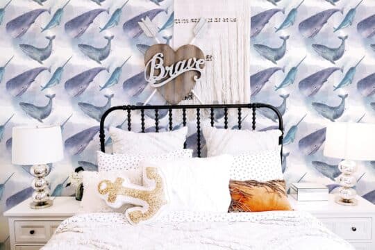 ocean blue and purple traditional wallpaper