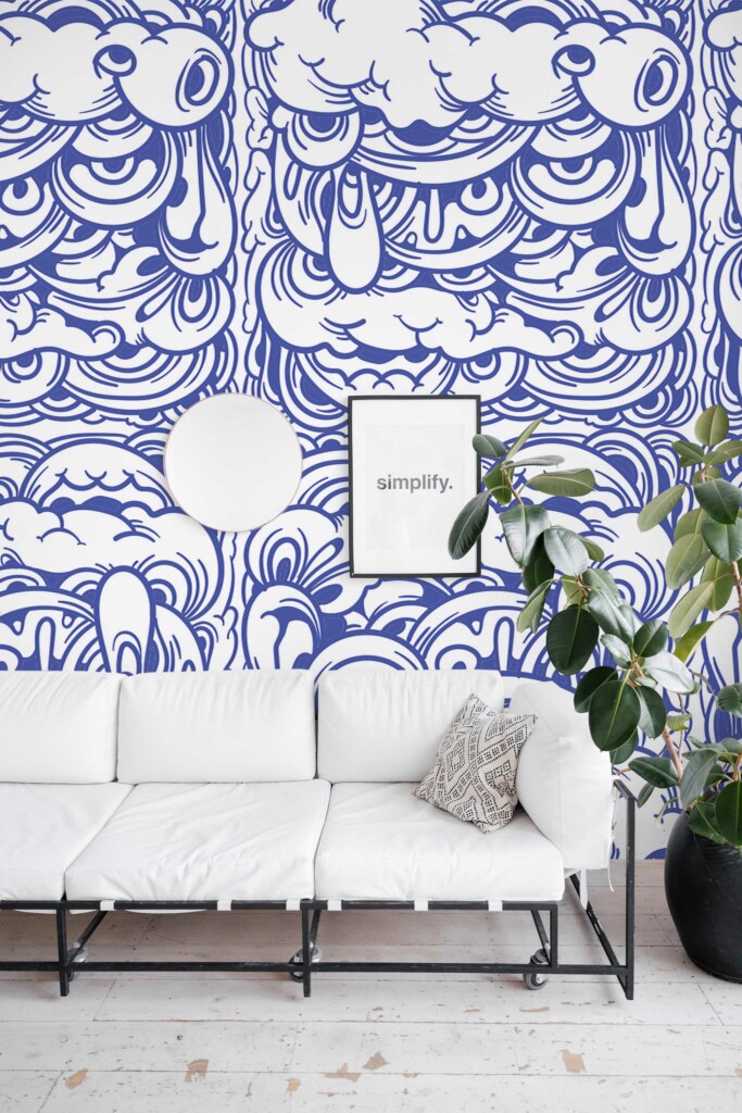 Fancy Walls peel and stick wall murals with aesthetic doodle design