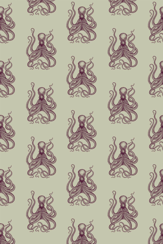 Pattern repeat of Octopus removable wallpaper design