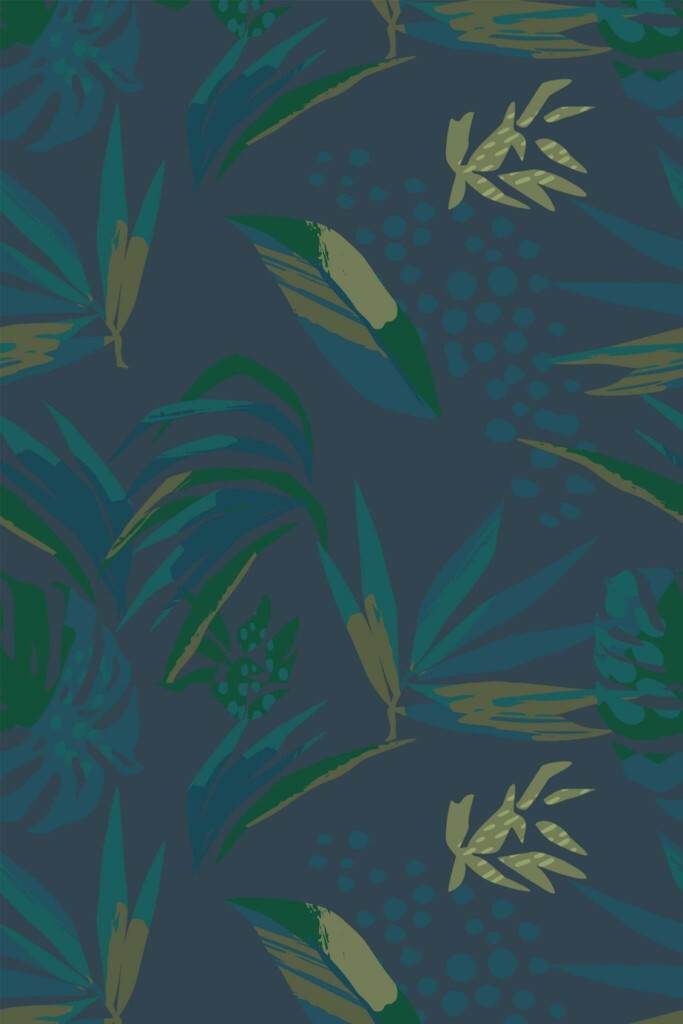 Pattern repeat of Office jungle removable wallpaper design