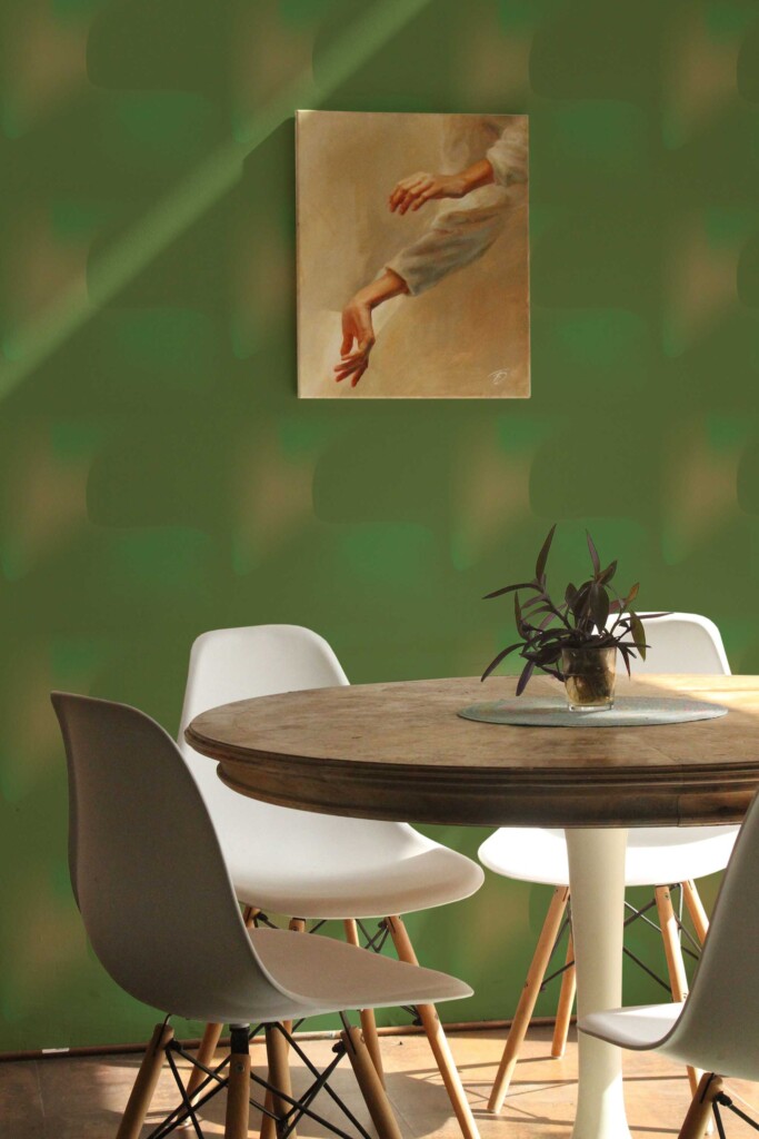 Fancy Walls peel and stick wallpaper in olive green texture imitation pattern for dining room walls