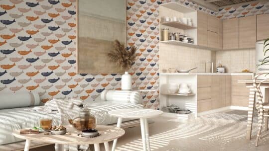 orange and blue contemporary unpasted wallpaper