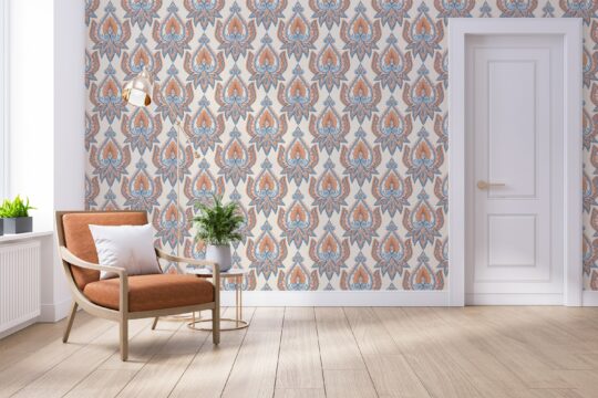 antique ethnic floral non-pasted wallpaper